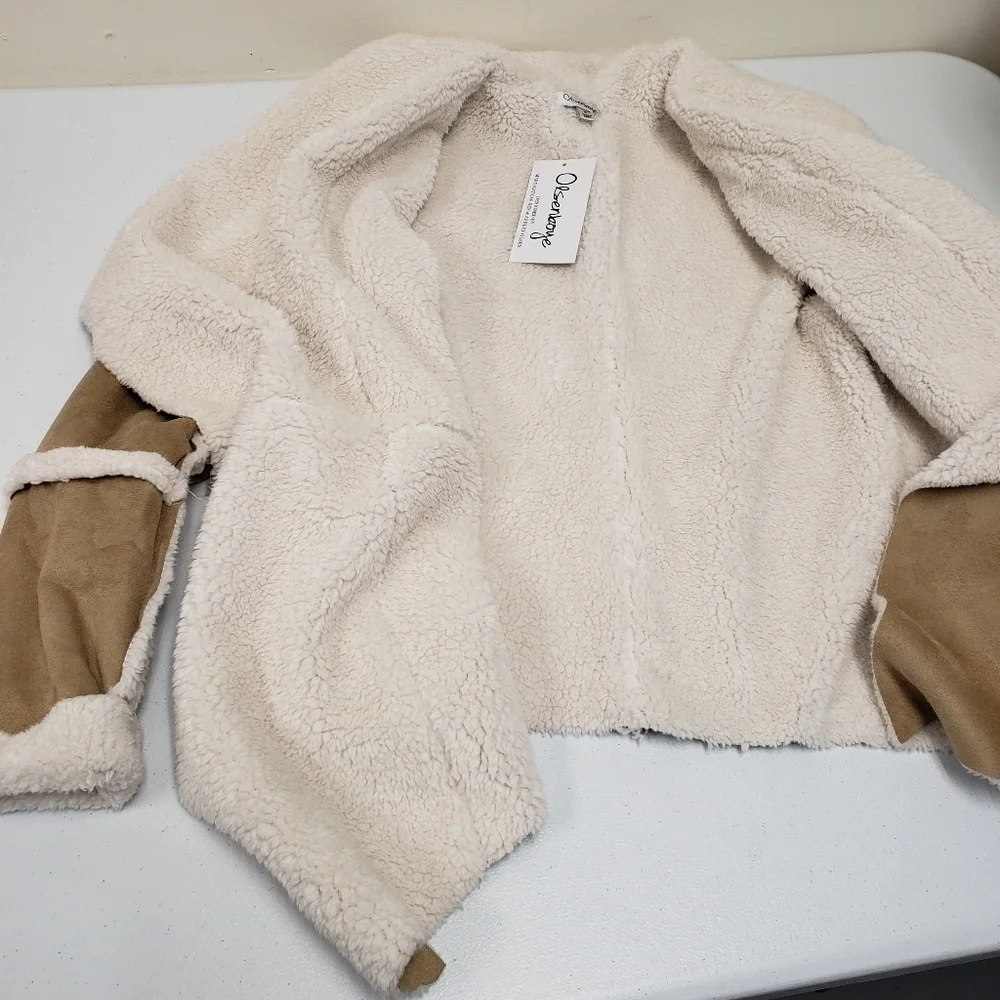 Olsenboye Faux Fur Open Front Coat Jacket Size Small - Picture 3 of 8